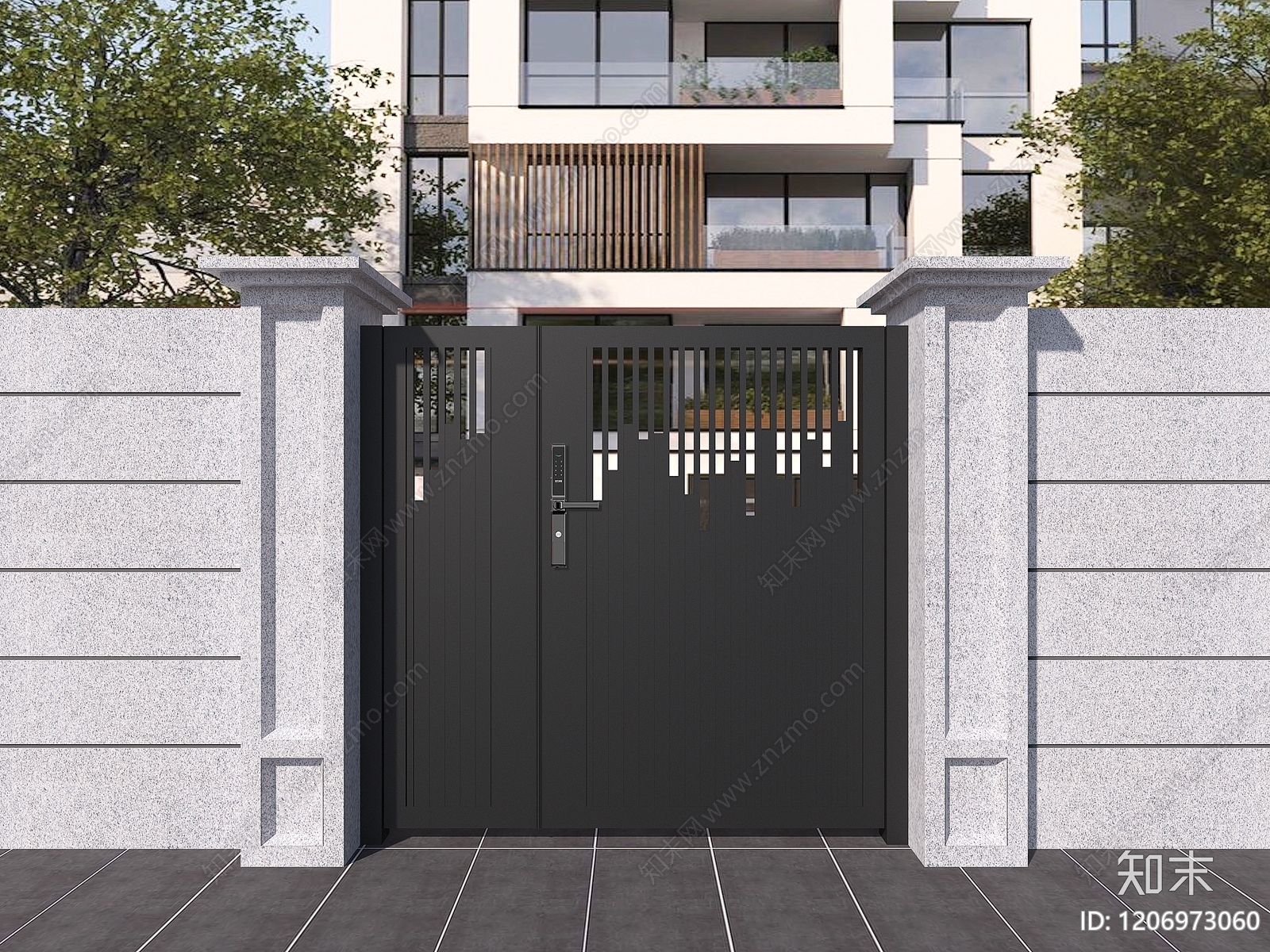 新中式中式大门3D模型下载【ID:1206973060】