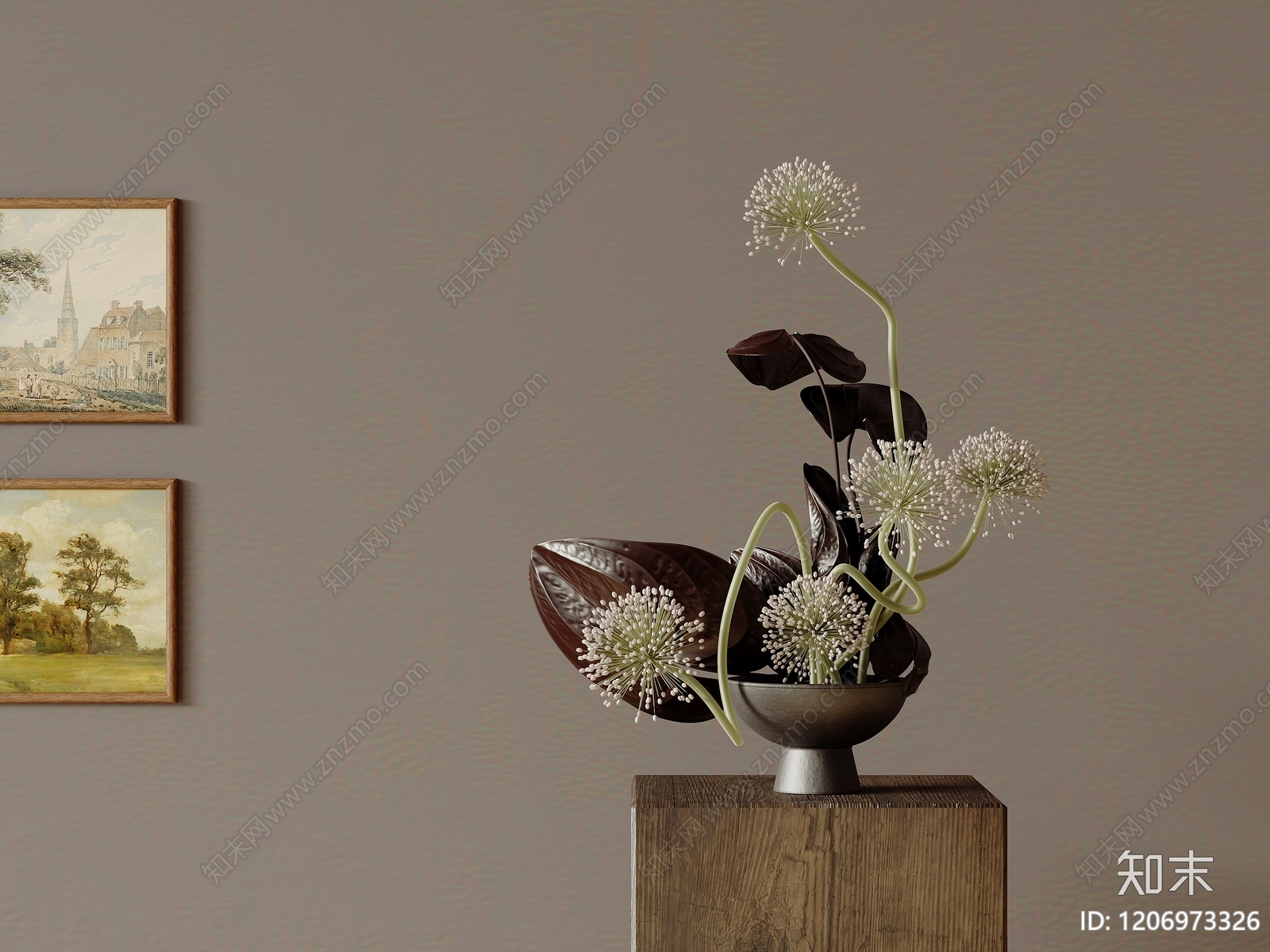 新中式花艺3D模型下载【ID:1206973326】