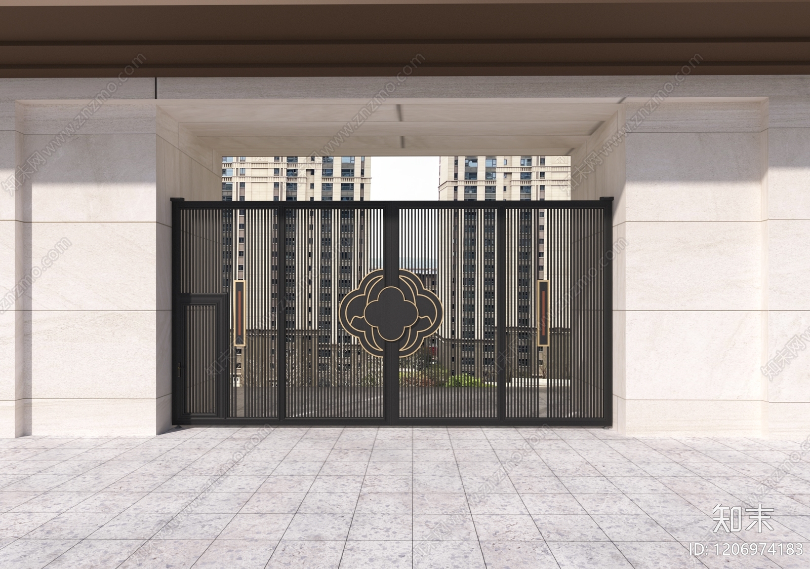 新中式中式大门3D模型下载【ID:1206974183】