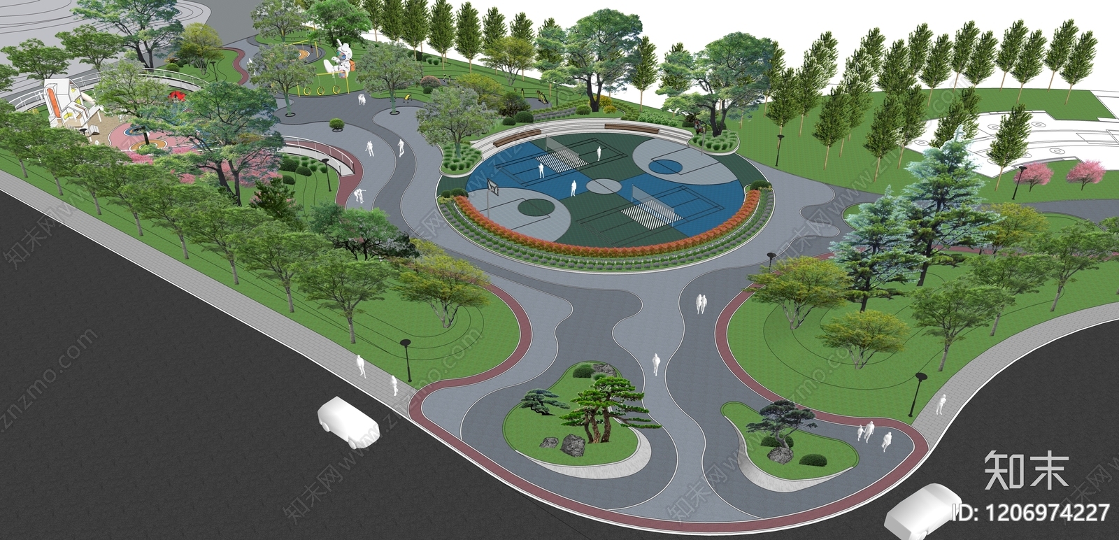 现代景观公园SU模型下载【ID:1206974227】