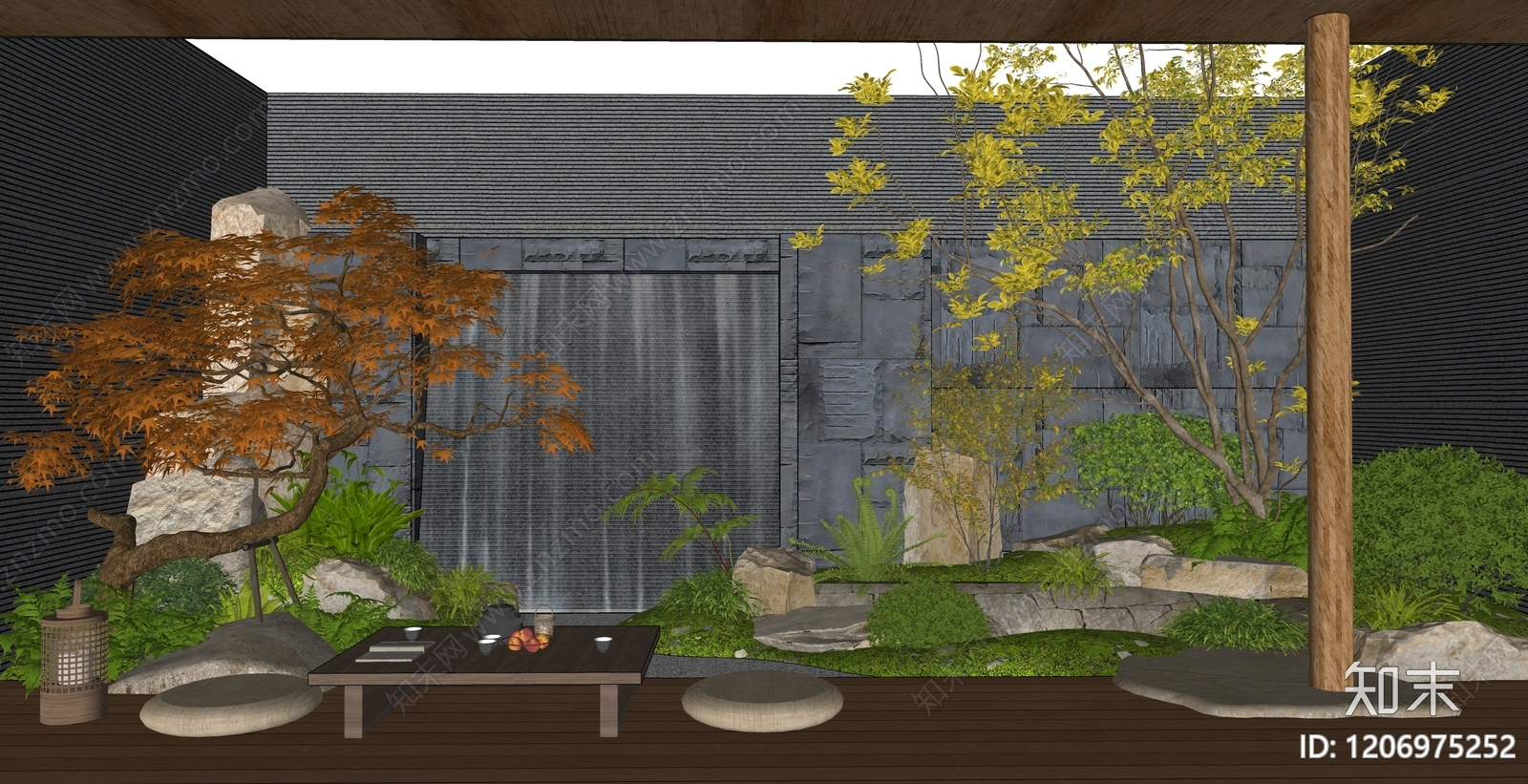 现代室内景观SU模型下载【ID:1206975252】