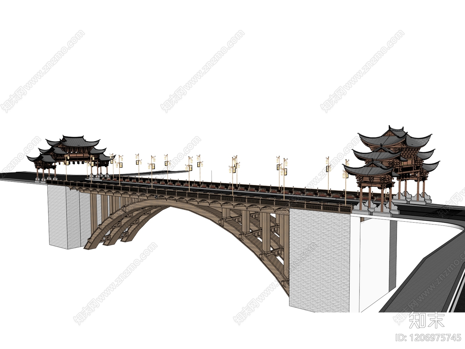 新中式中式道路SU模型下载【ID:1206975745】