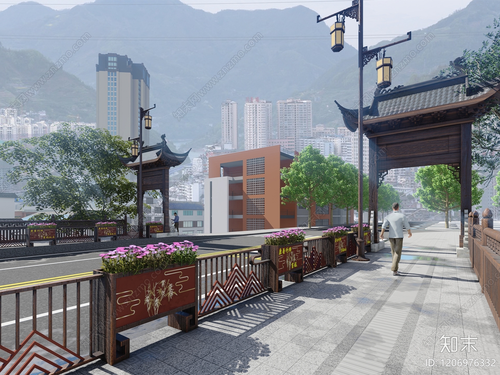 新中式中式大桥SU模型下载【ID:1206976332】