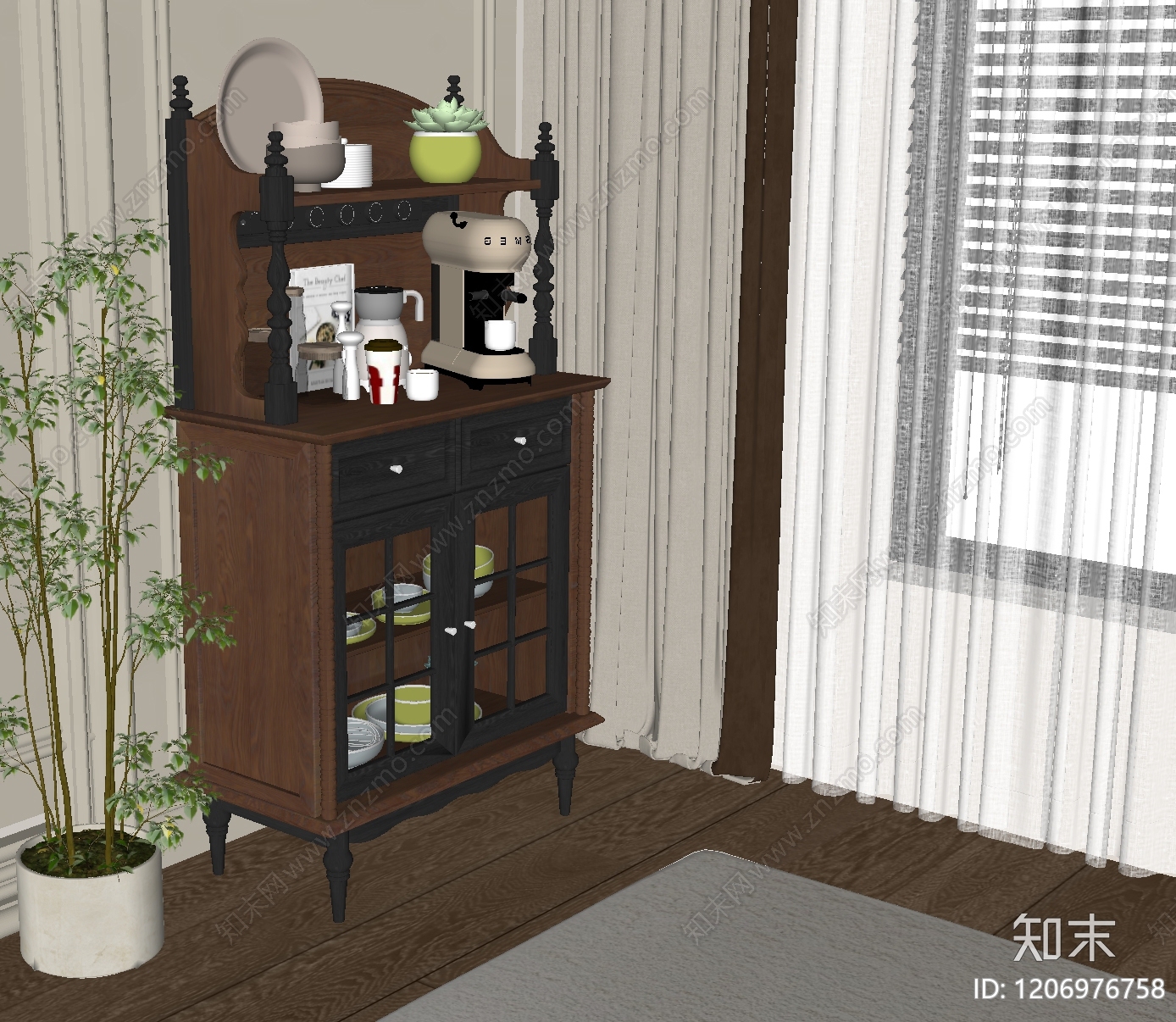 法式餐边柜SU模型下载【ID:1206976758】