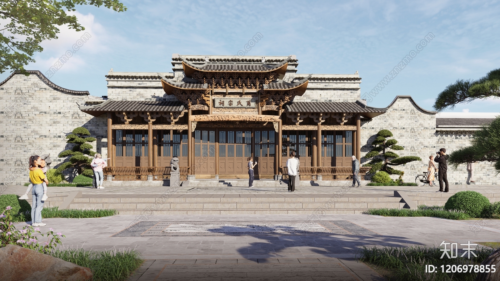 中式寺庙建筑景观设计SU模型