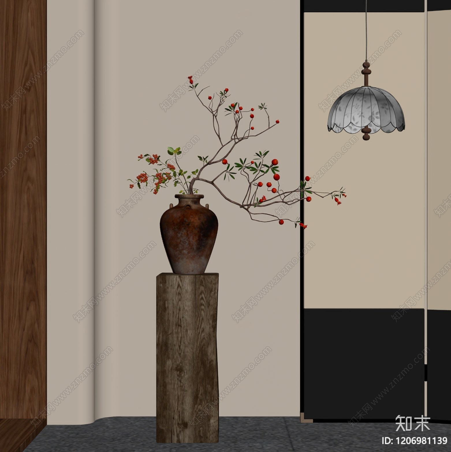 新中式花艺SU模型下载【ID:1206981139】
