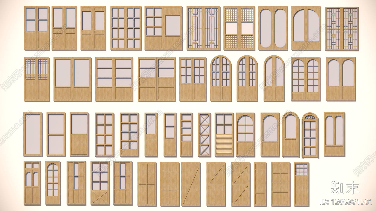 现代原木平开门SU模型下载【ID:1206981501】