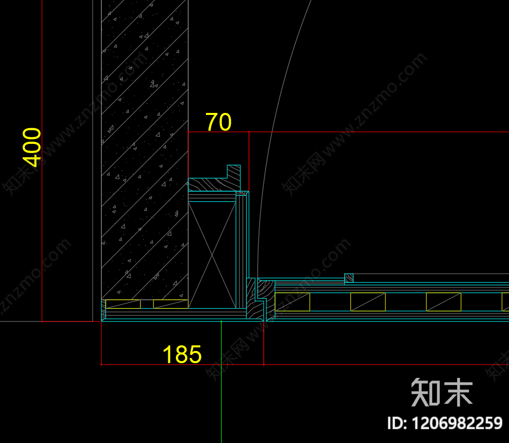 隐形门节点cad施工图下载【ID:1206982259】