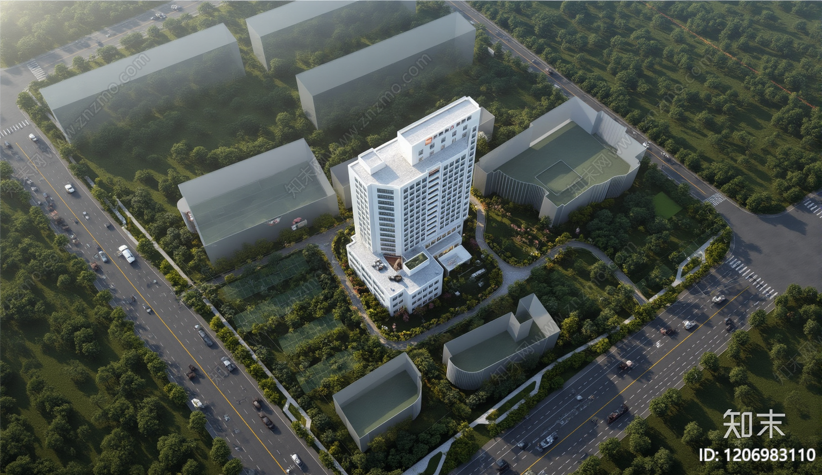 现代医院建筑SU模型下载【ID:1206983110】