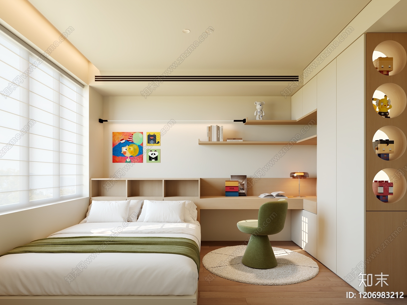 现代榻榻米卧室3D模型下载【ID:1206983212】