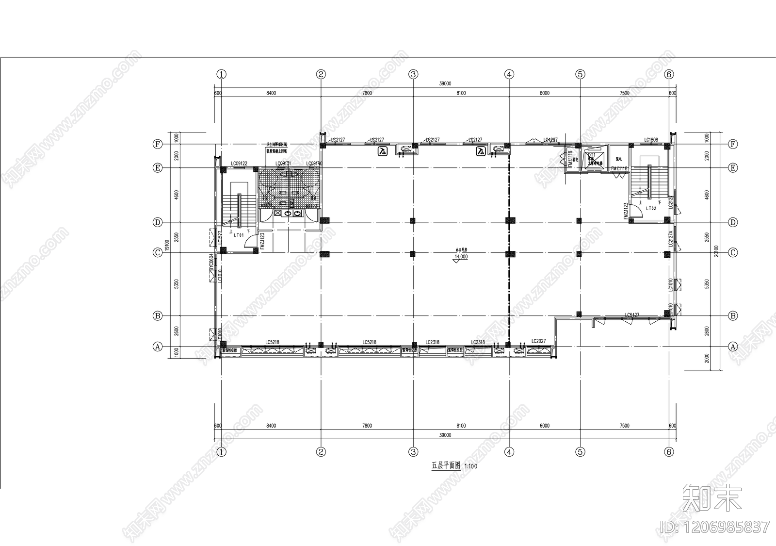 现代办公楼建筑cad施工图下载【ID:1206985837】