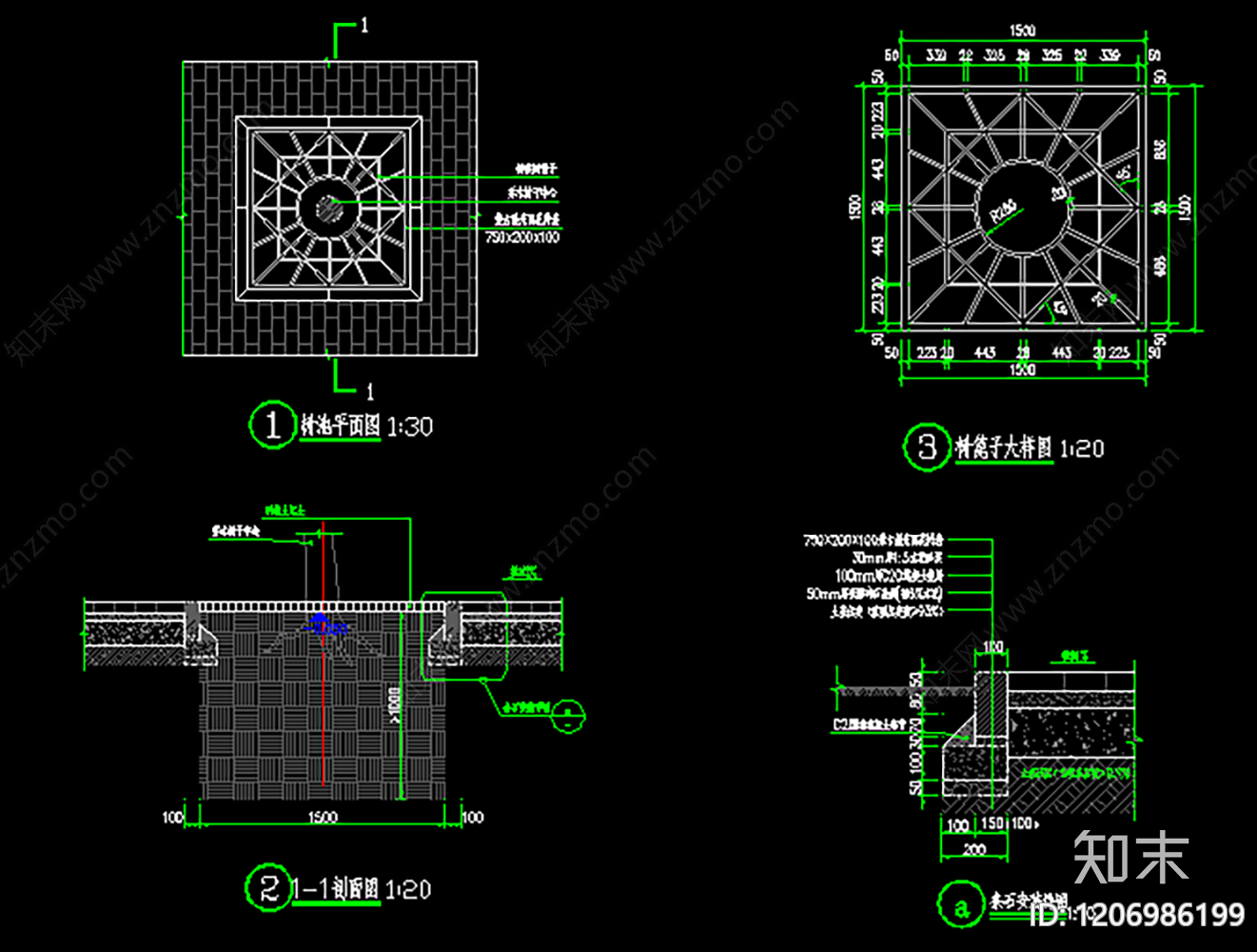 现代新中式树池图库施工图下载【ID:1206986199】