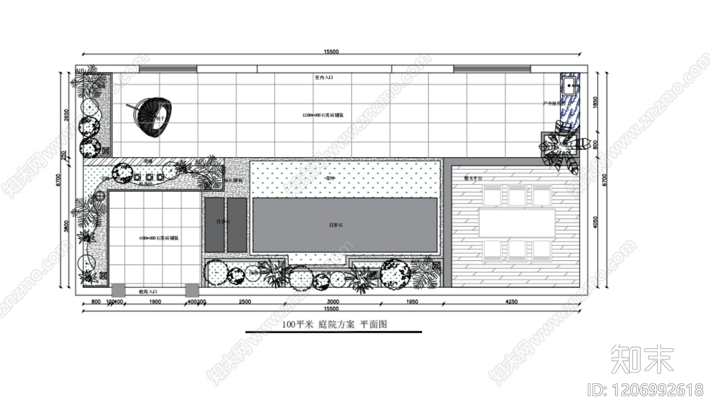 现代庭院施工图下载【ID:1206992618】