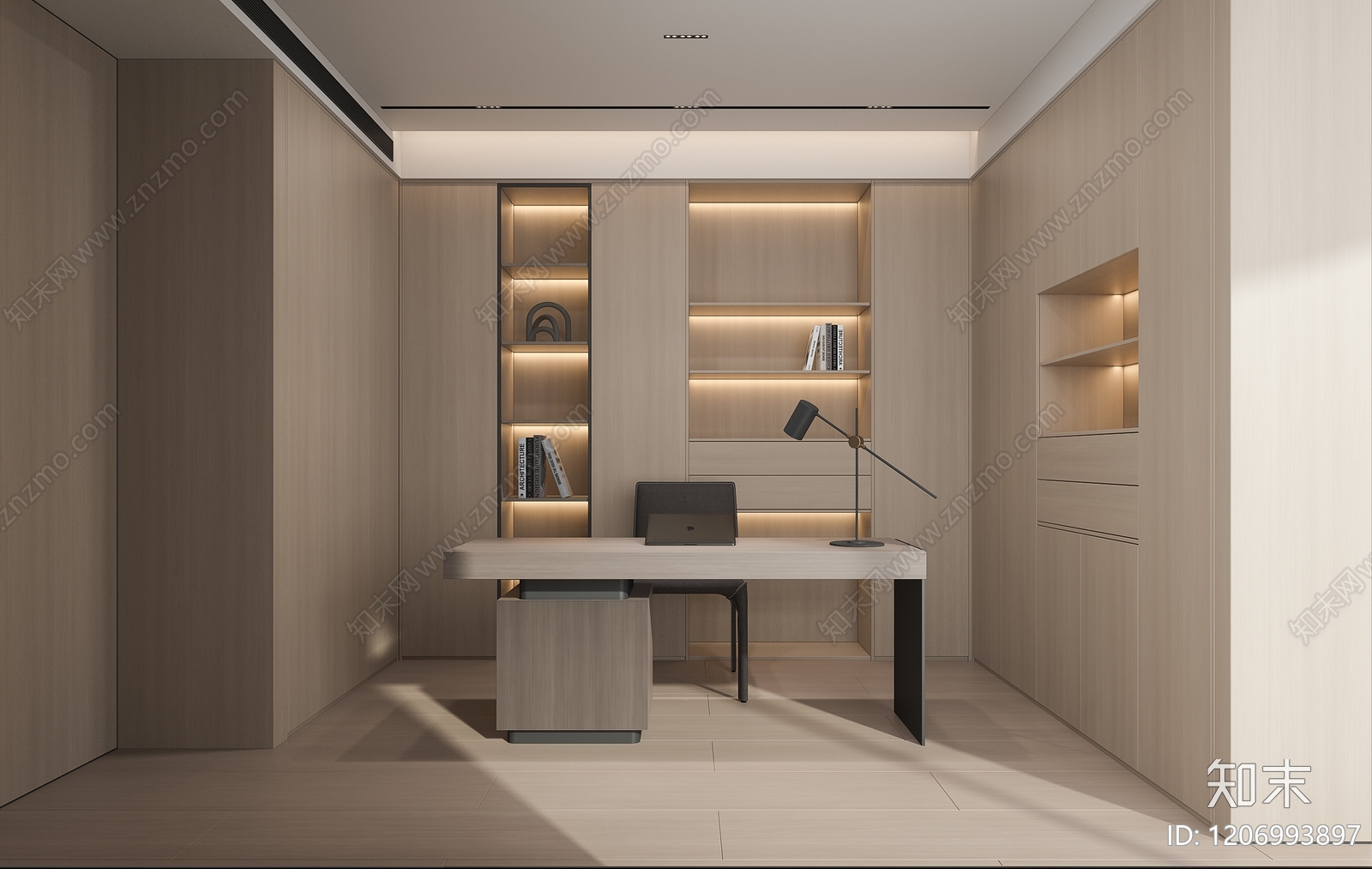 现代书房3D模型下载【ID:1206993897】