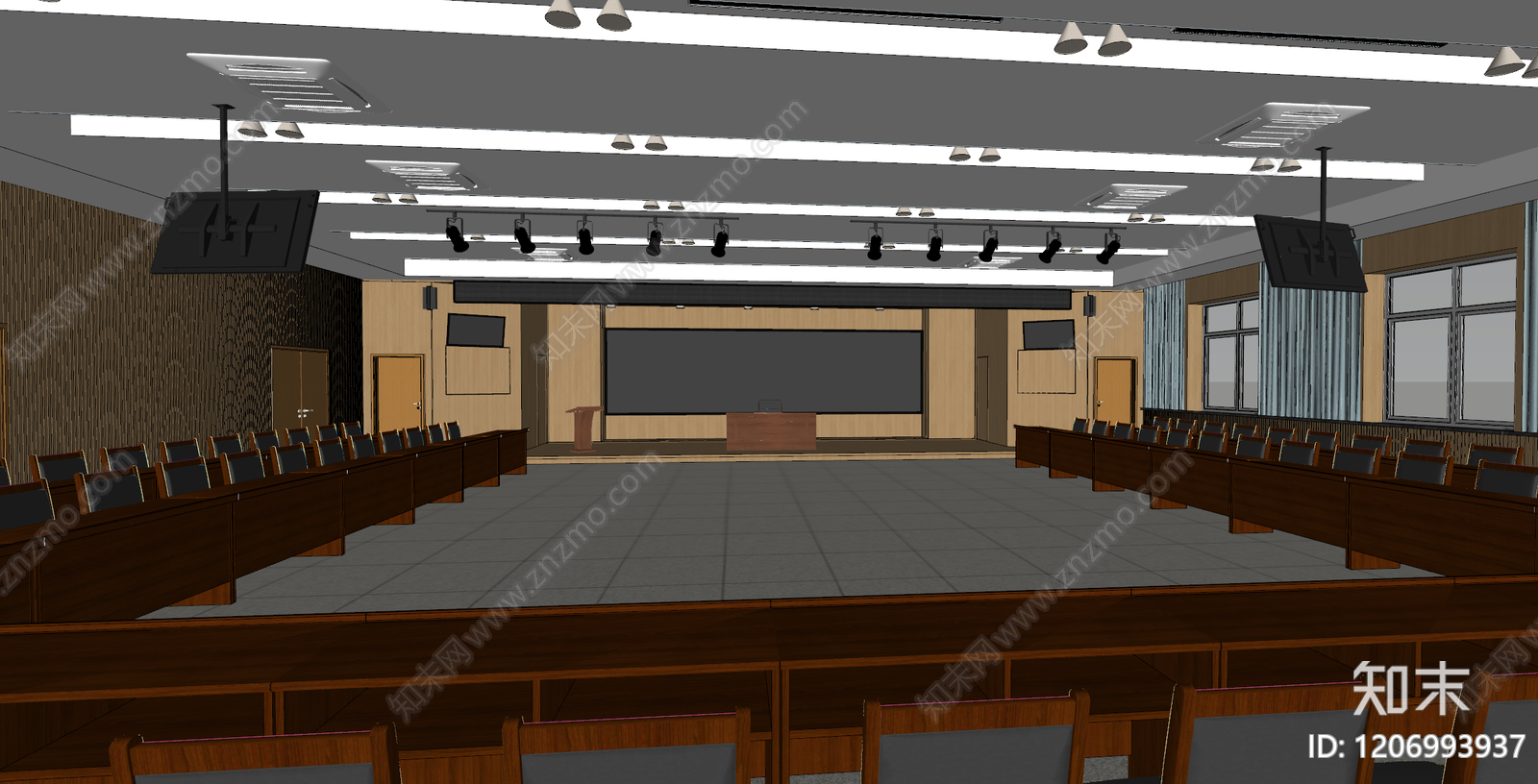 新中式会议室SU模型下载【ID:1206993937】
