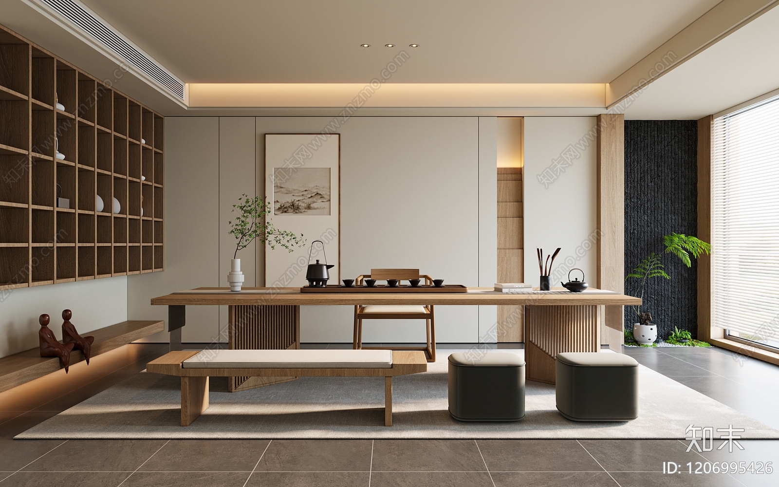 现代新中式茶室3D模型下载【ID:1206995426】