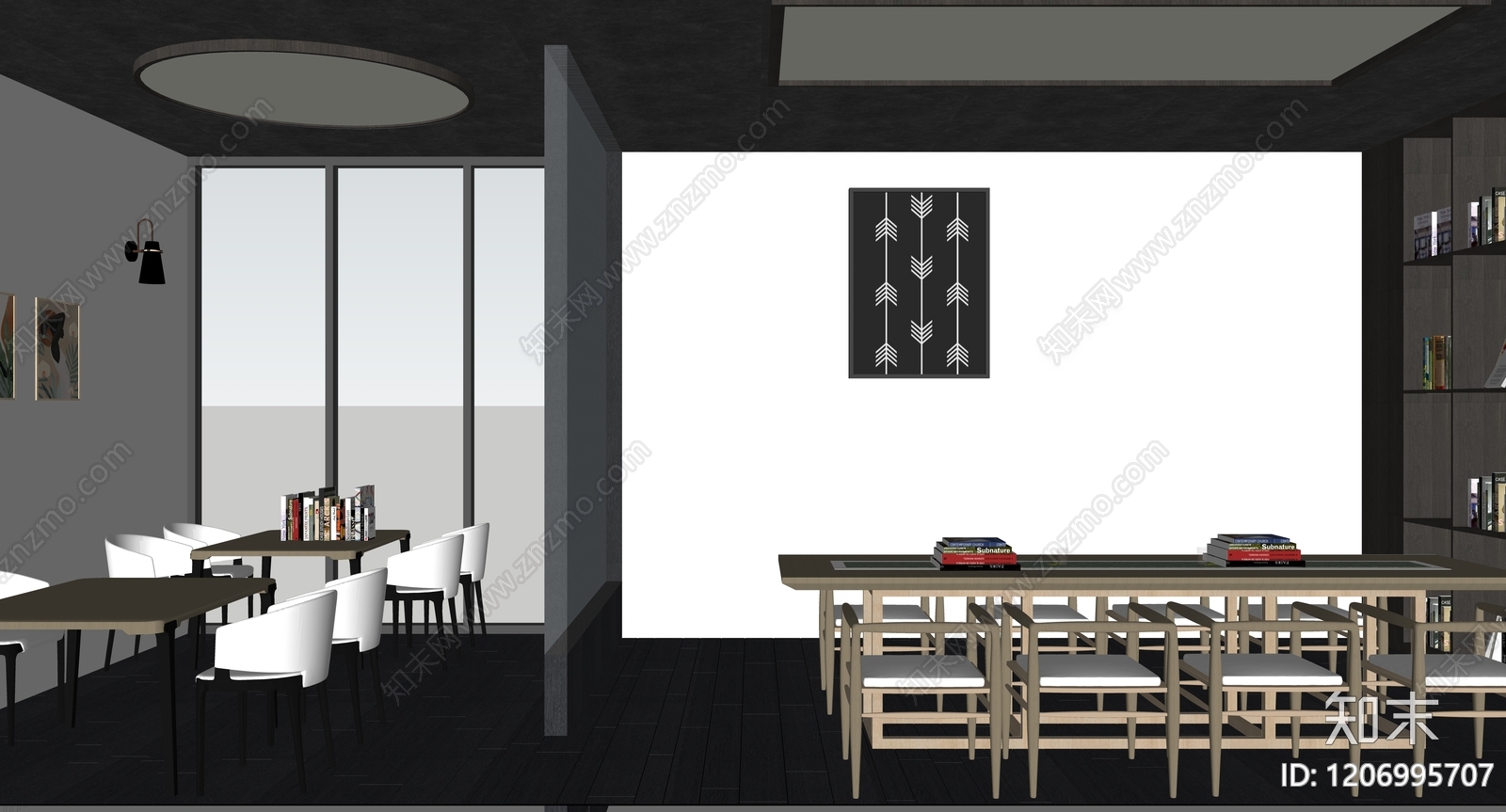 现代简约书店cad施工图下载【ID:1206995707】
