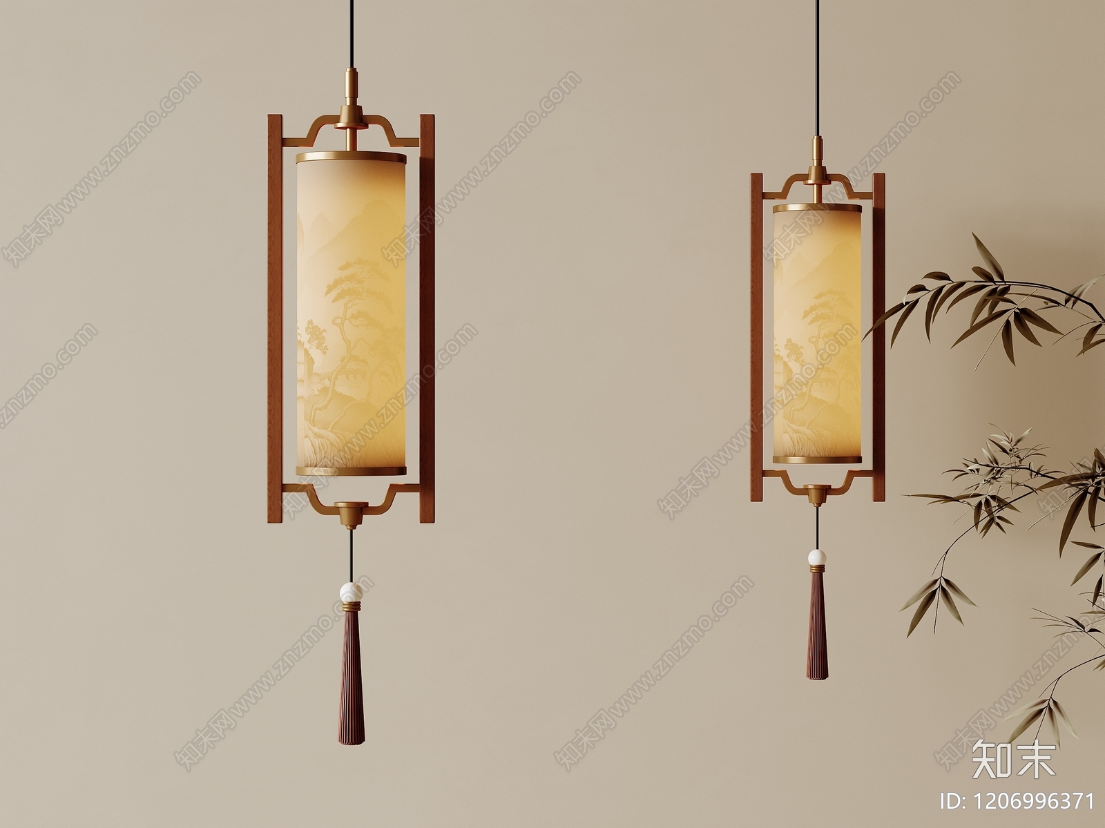 新中式卧室吊灯3D模型下载【ID:1206996371】