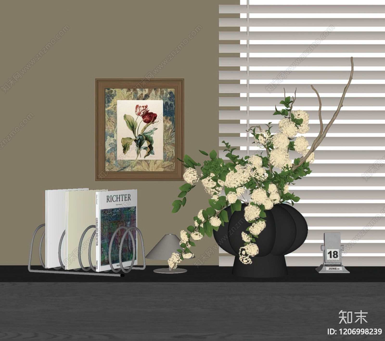 新中式中古花艺SU模型下载【ID:1206998239】