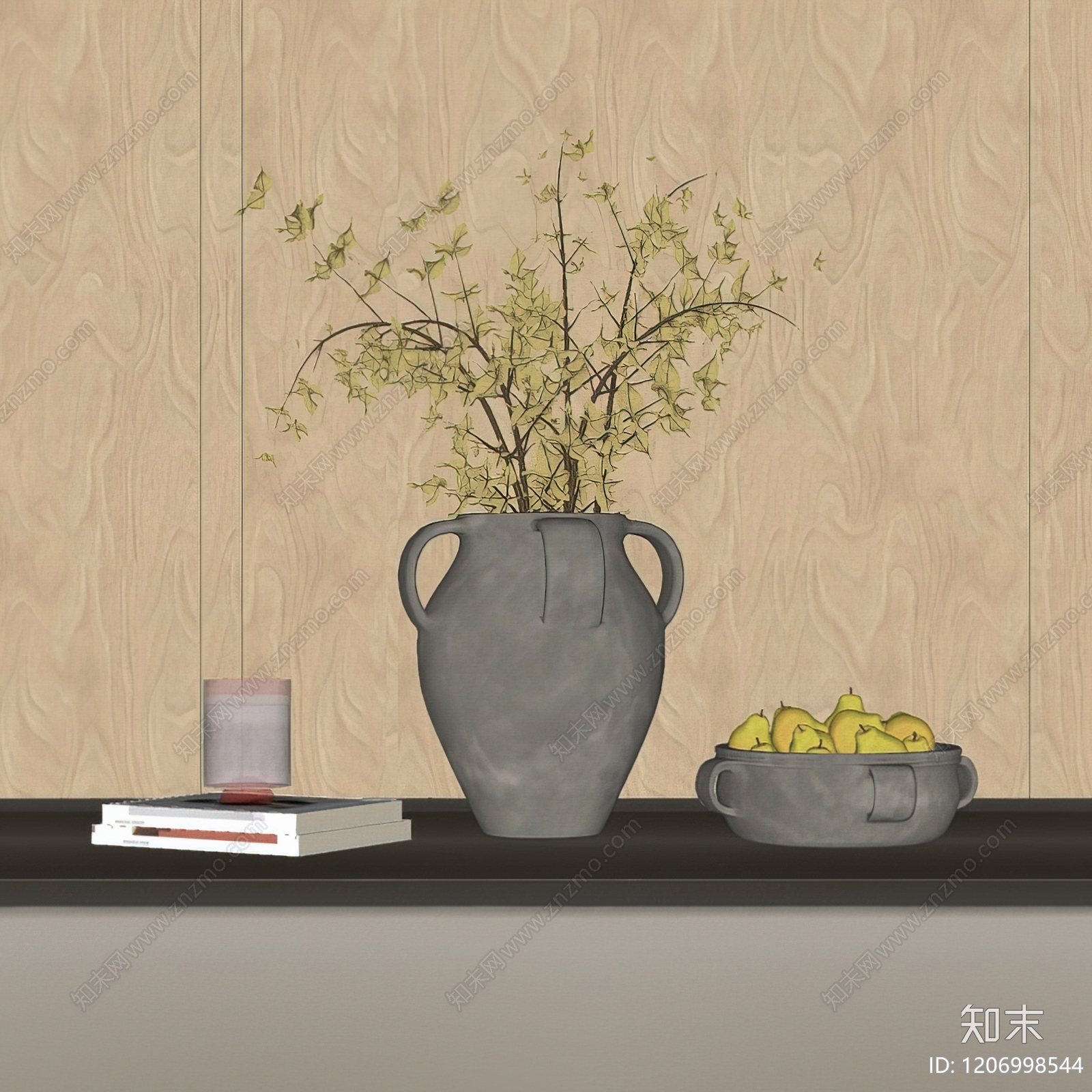 侘寂中古花艺SU模型下载【ID:1206998544】