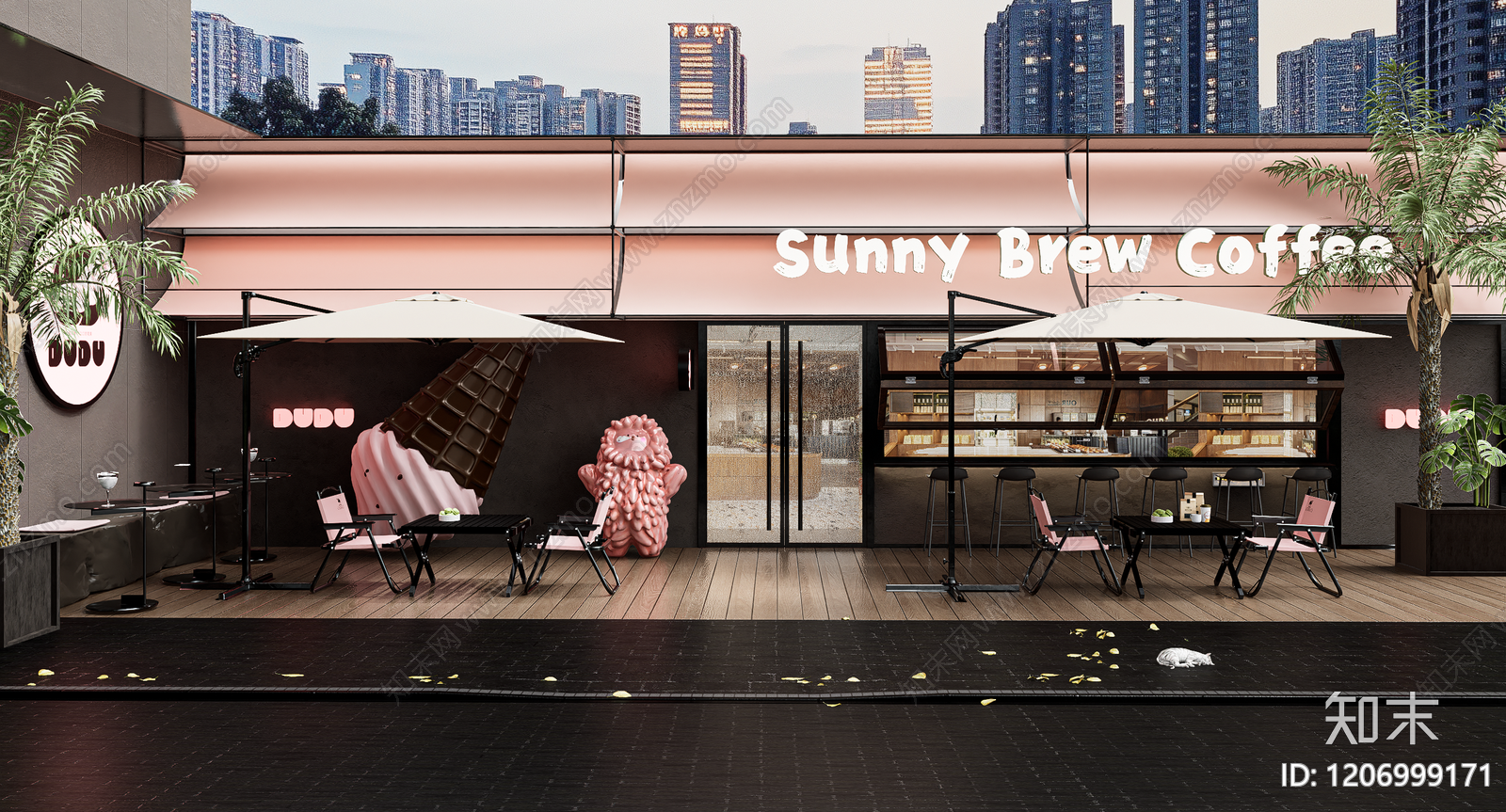 现代极简甜品面包店SU模型下载【ID:1206999171】