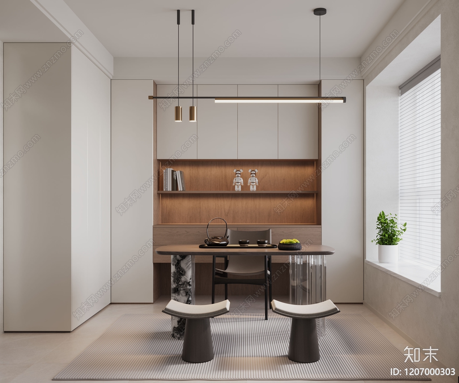 新中式现代茶室3D模型下载【ID:1207000303】