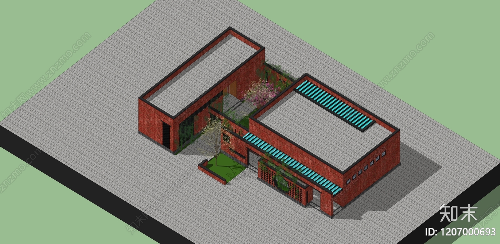 新中式简约其他公共建筑SU模型下载【ID:1207000693】