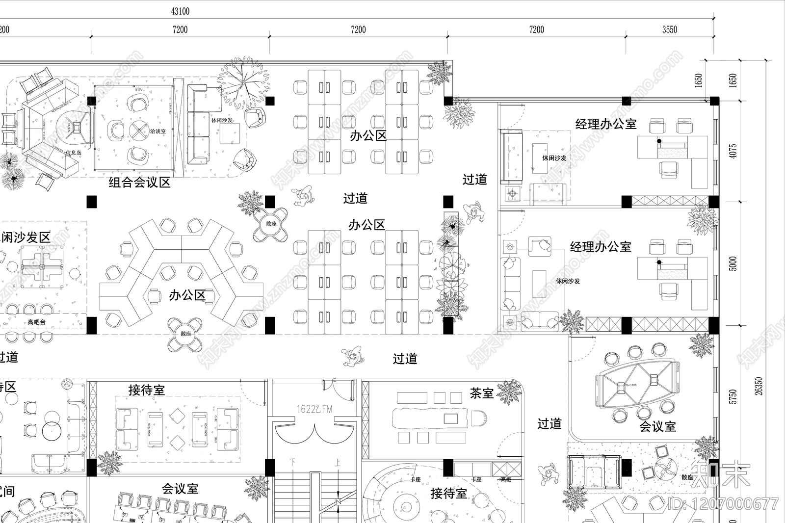 现代独立办公室cad施工图下载【ID:1207000677】
