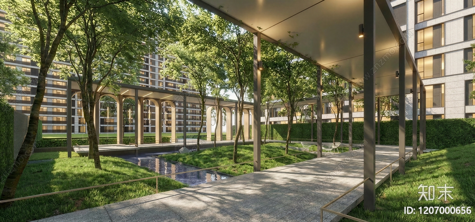 现代廊架SU模型下载【ID:1207000656】