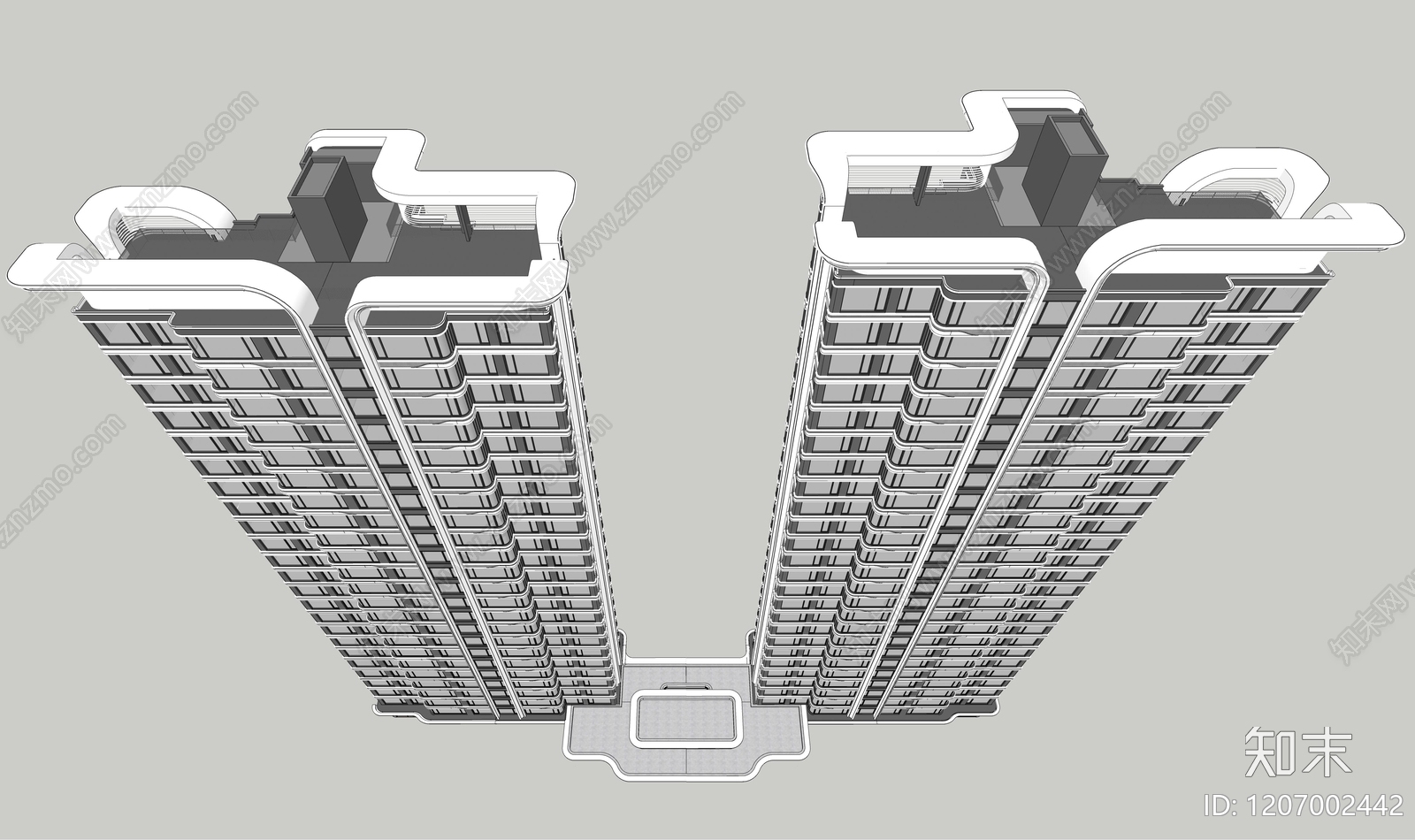 现代轻奢高层住宅SU模型下载【ID:1207002442】