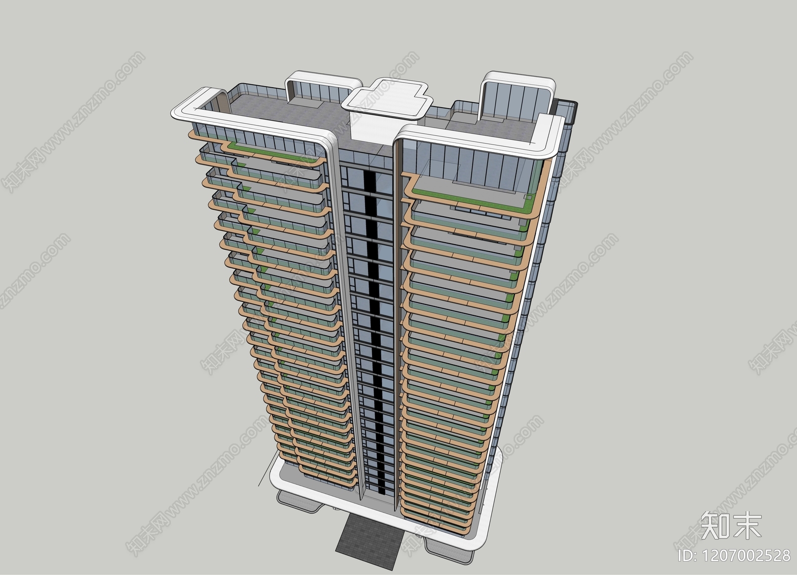 现代轻奢高层住宅SU模型下载【ID:1207002528】