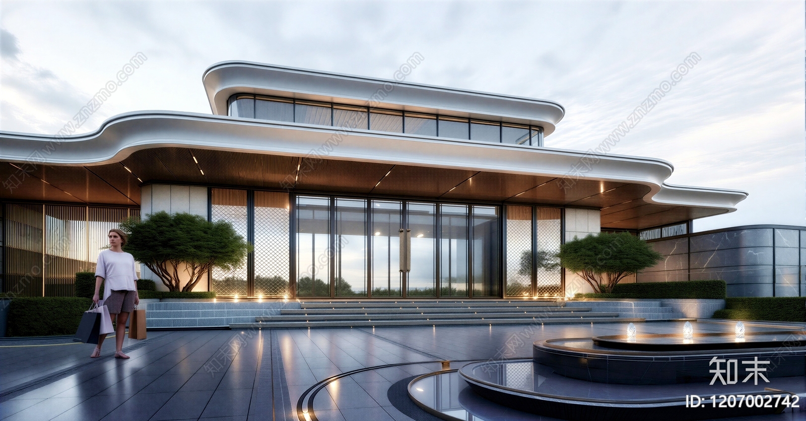 现代轻奢入口大门SU模型下载【ID:1207002742】