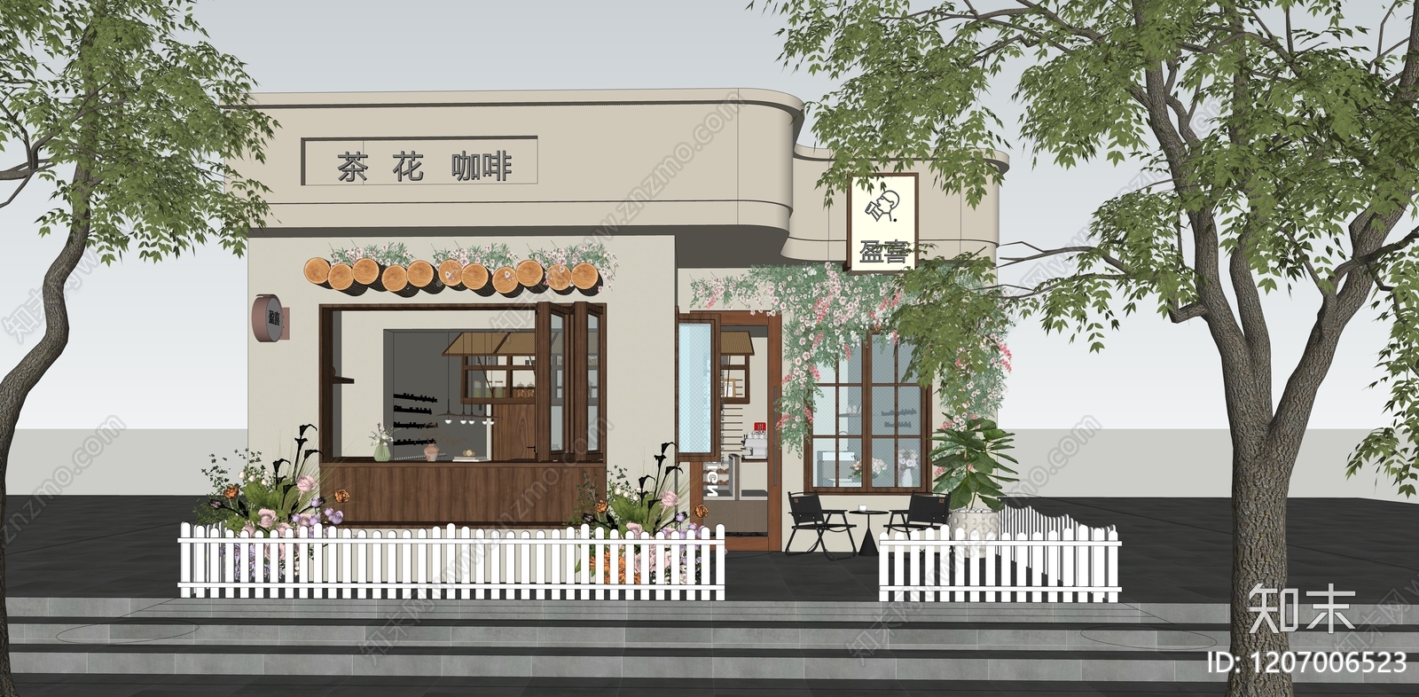 法式奶油门头SU模型下载【ID:1207006523】