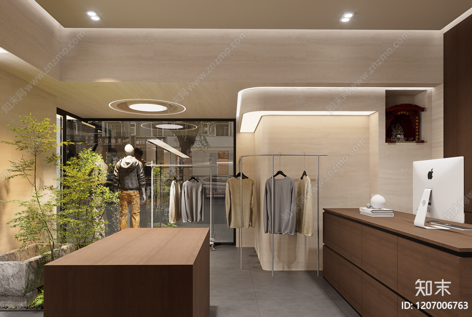 中古原木服装店SU模型下载【ID:1207006763】