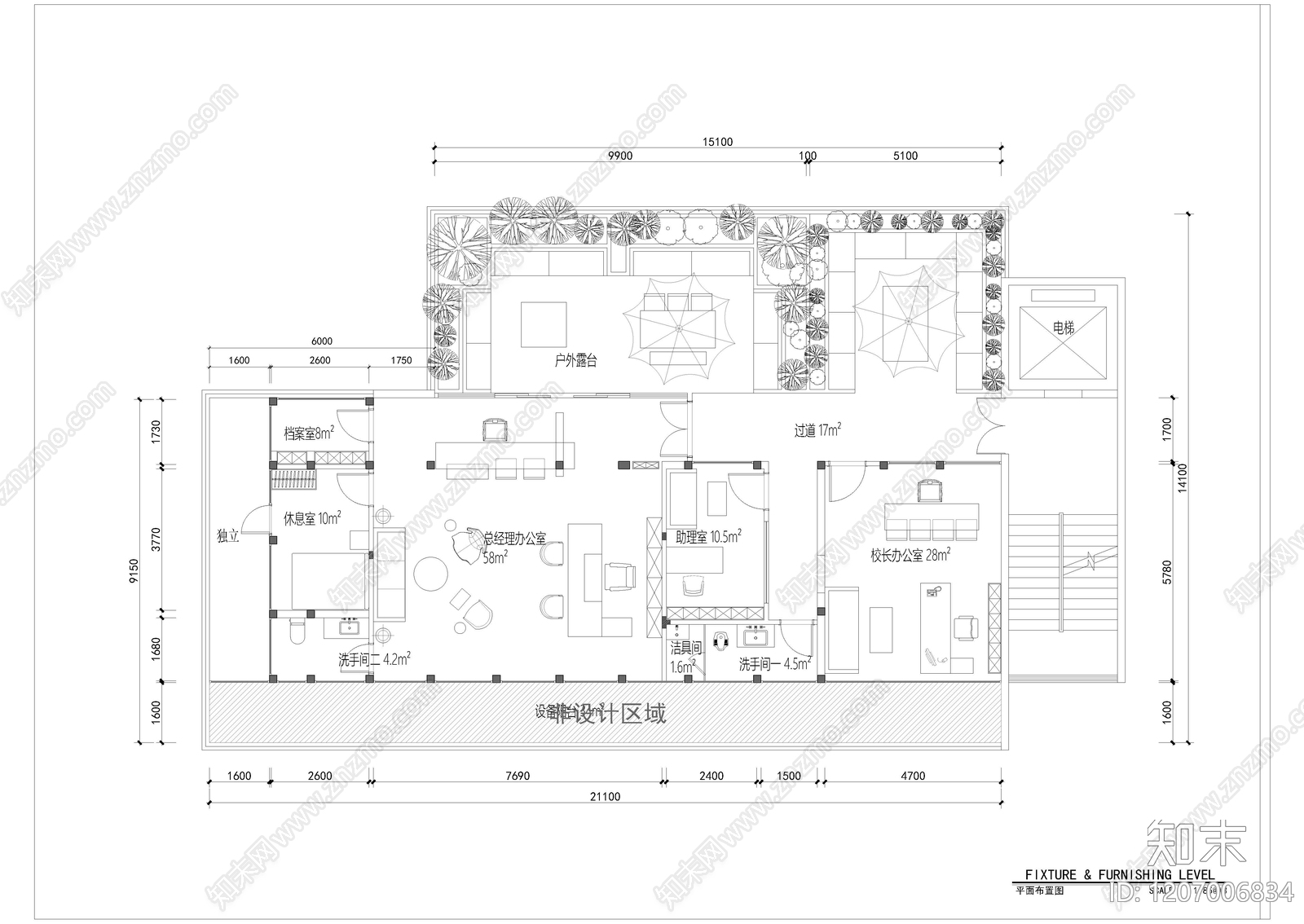现代开放办公室cad施工图下载【ID:1207006834】