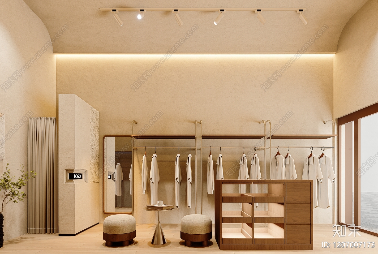 原木服装店SU模型草图