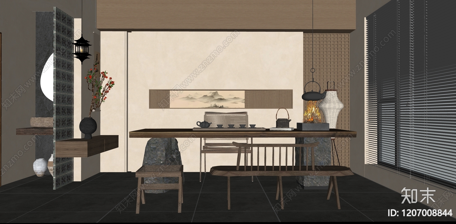 新中式中古美妆店SU模型下载【ID:1207008844】