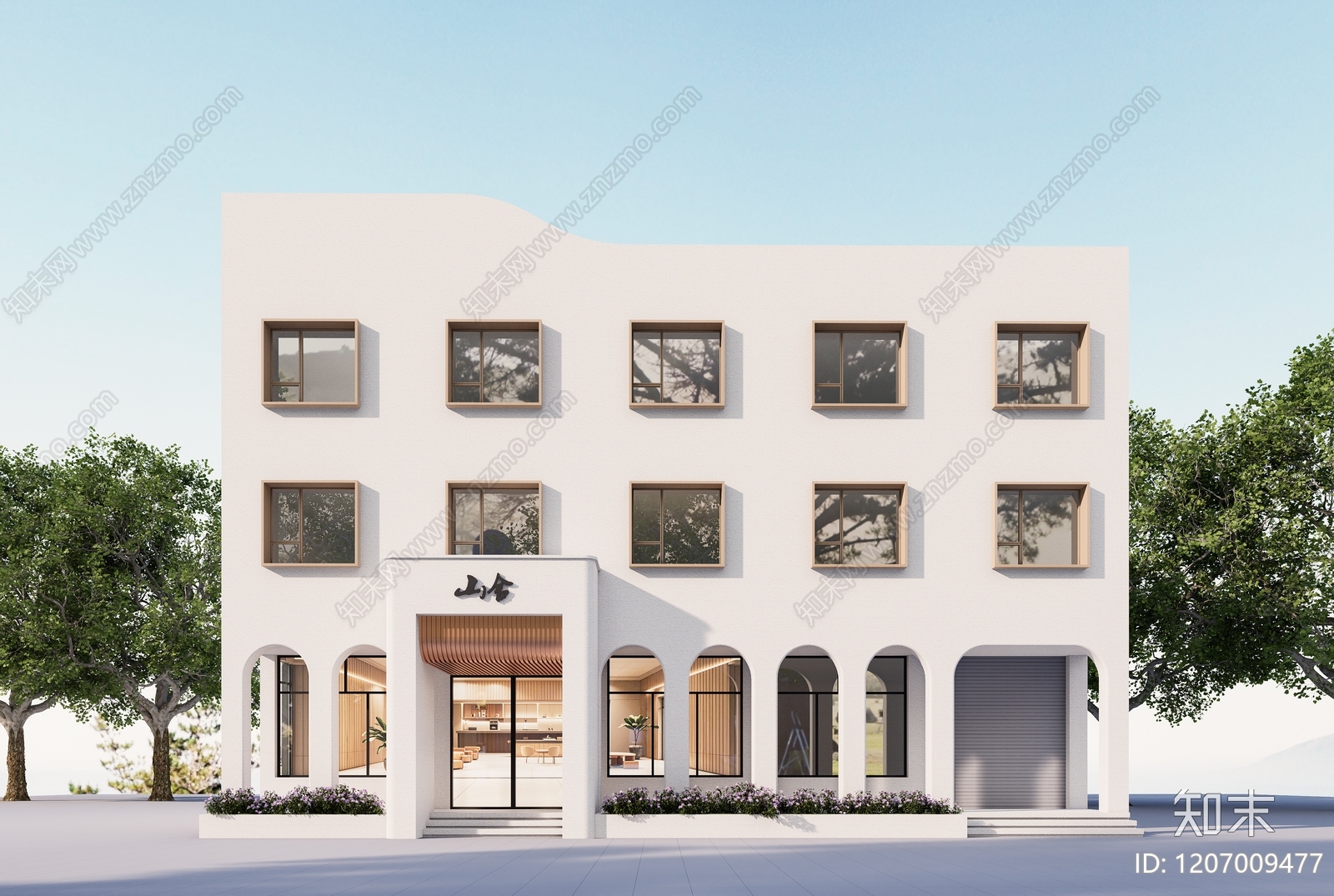 现代民宿建筑SU模型下载【ID:1207009477】