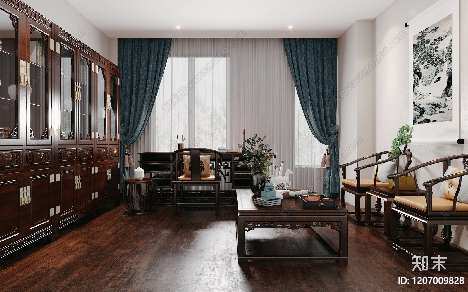 书房3D模型下载【ID:1207009828】