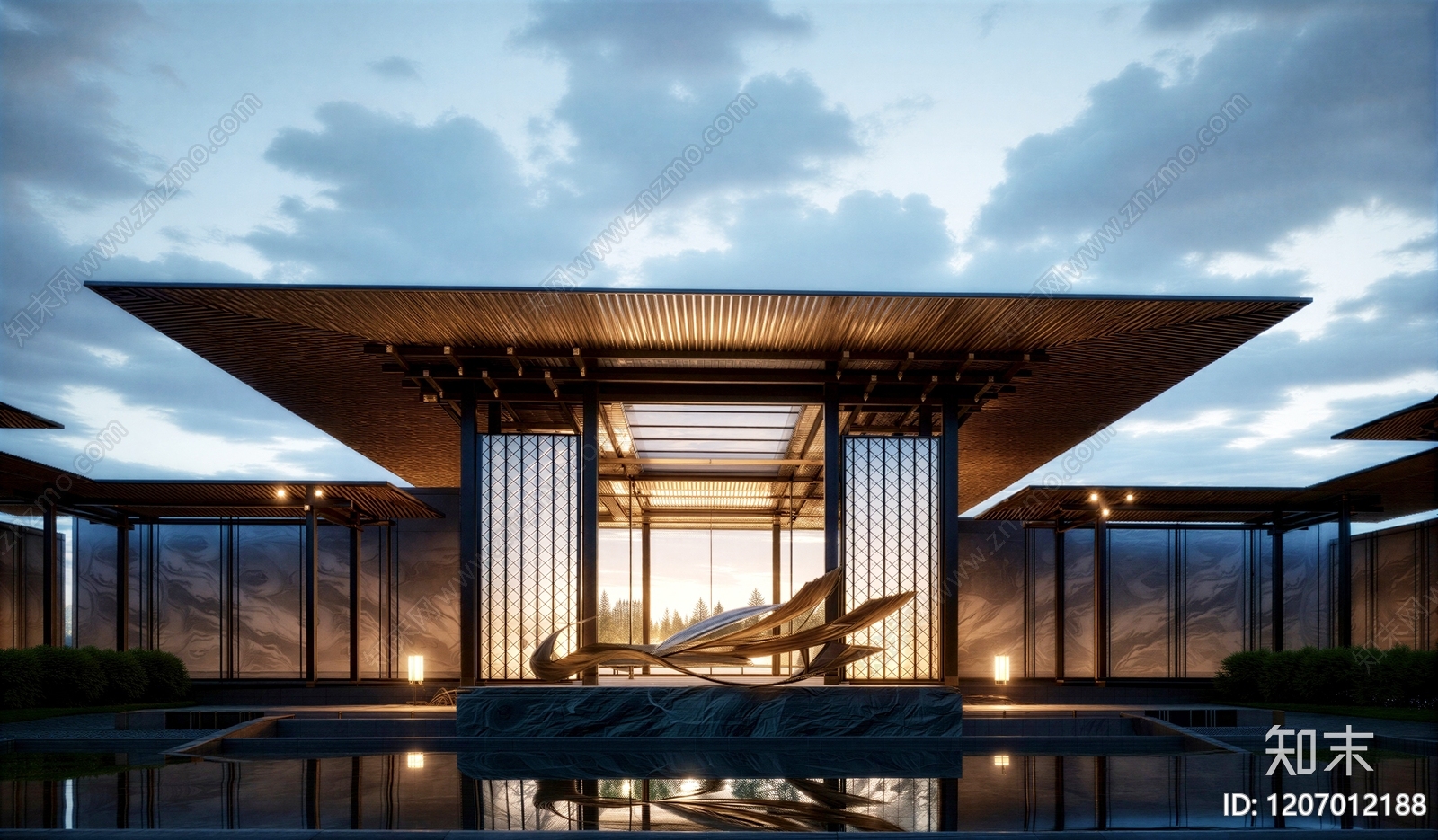 新中式轻奢入口大门SU模型下载【ID:1207012188】