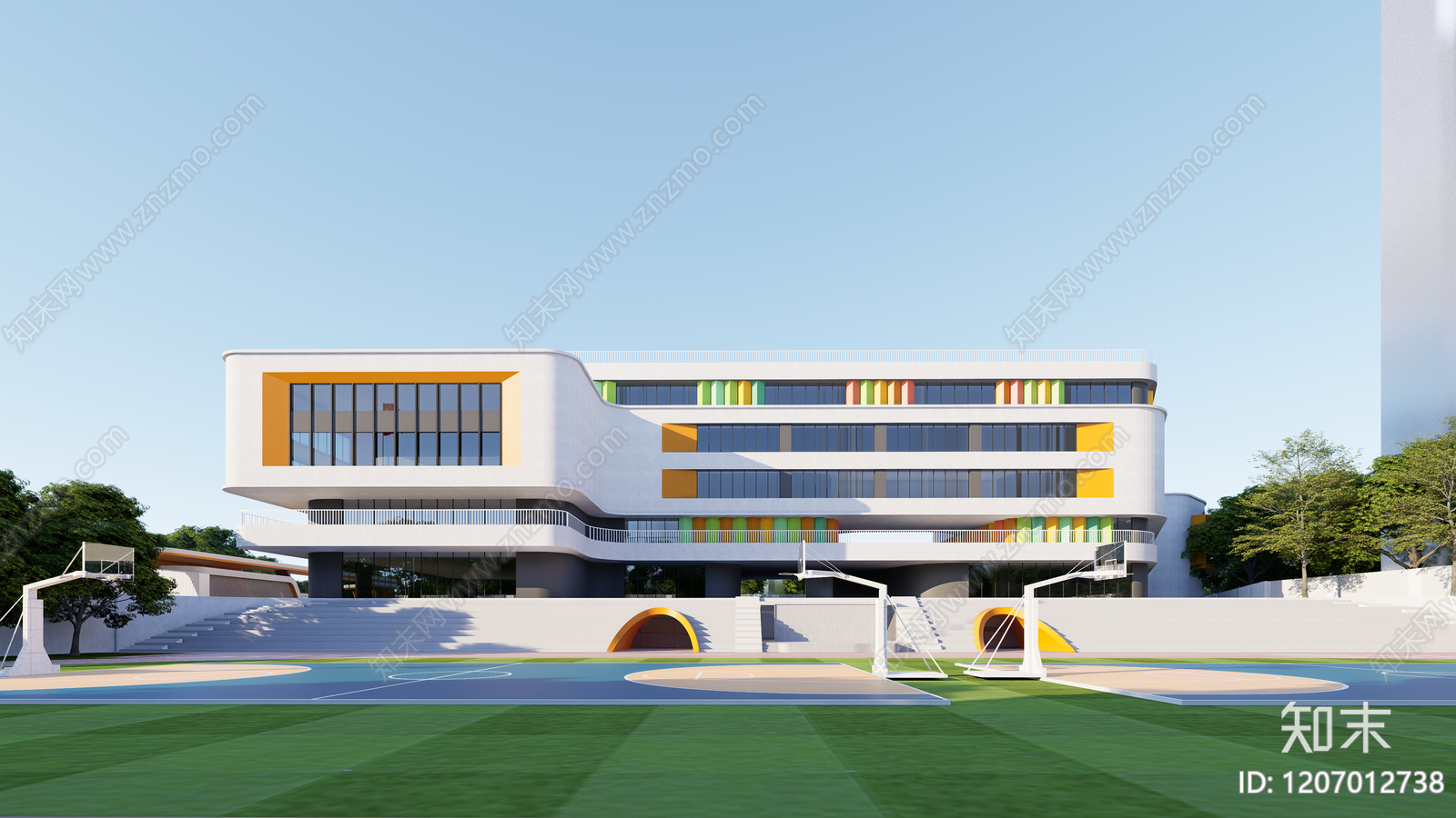 现代学校建筑SU模型下载【ID:1207012738】