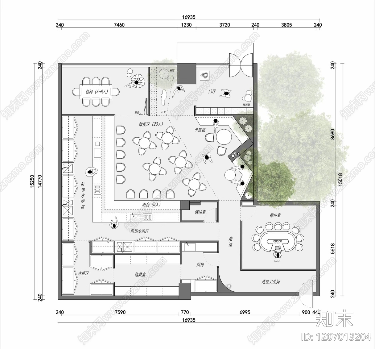 现代酒吧cad施工图下载【ID:1207013204】