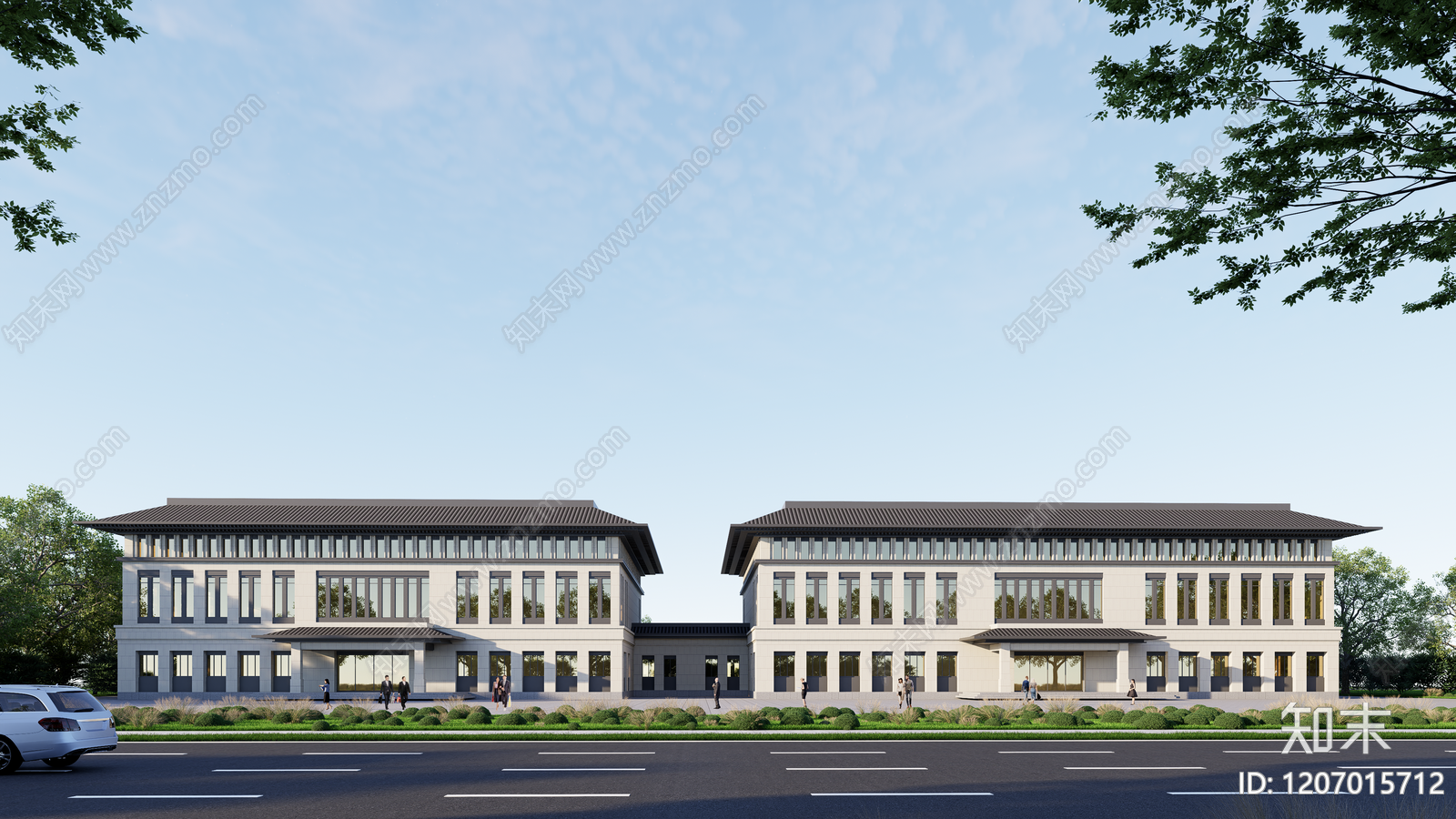 中式体育建筑SU模型下载【ID:1207015712】