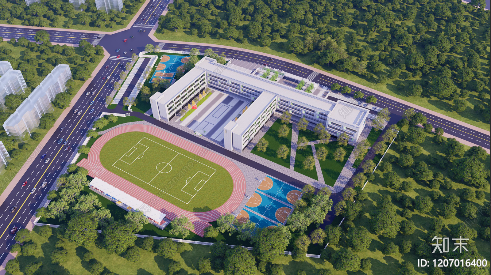 现代学校建筑SU模型下载【ID:1207016400】