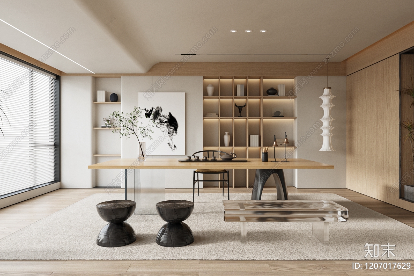现代新中式茶室3D模型下载【ID:1207017629】