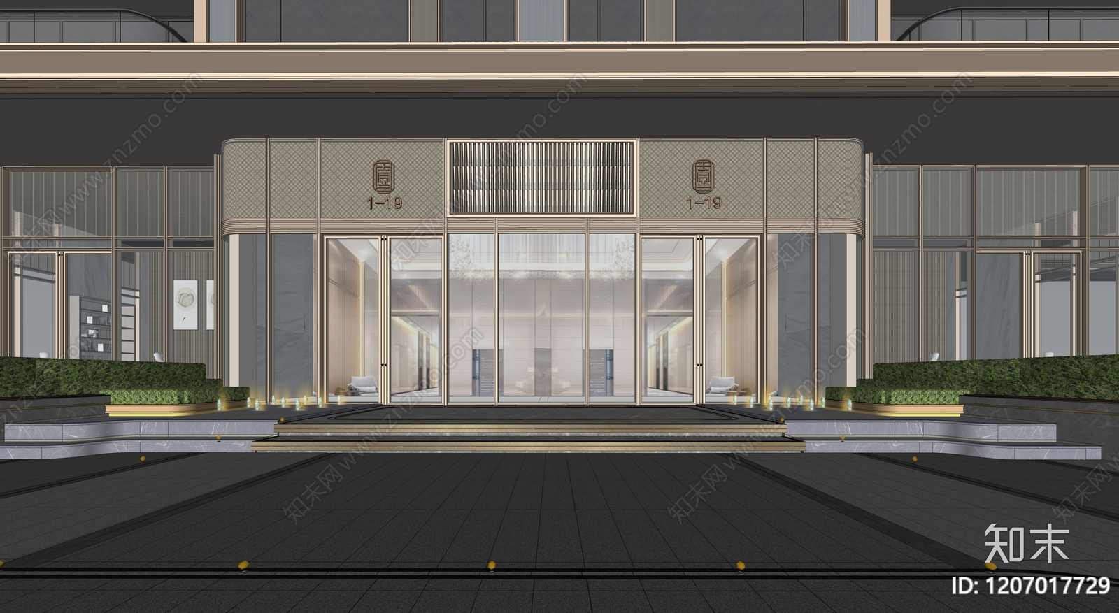 现代轻奢小区建筑SU模型下载【ID:1207017729】