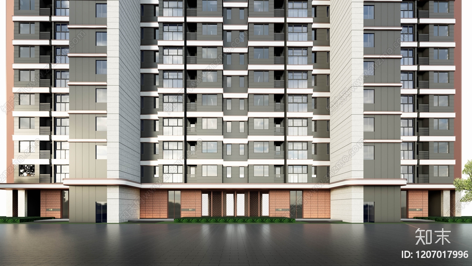简约现代多层住宅SU模型下载【ID:1207017996】