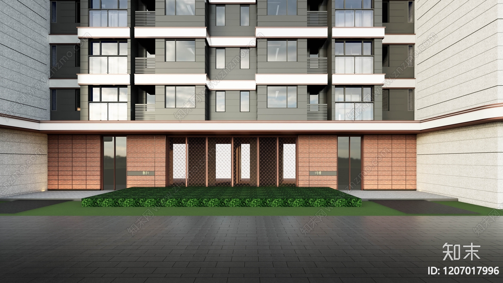 简约现代多层住宅SU模型下载【ID:1207017996】