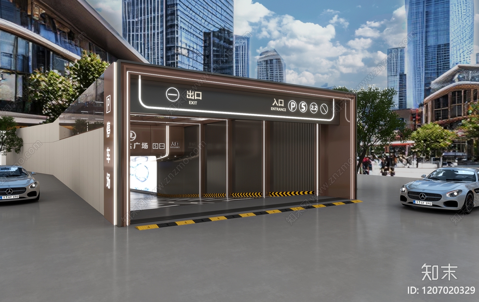 现代轻奢室内停车场3D模型下载【ID:1207020329】