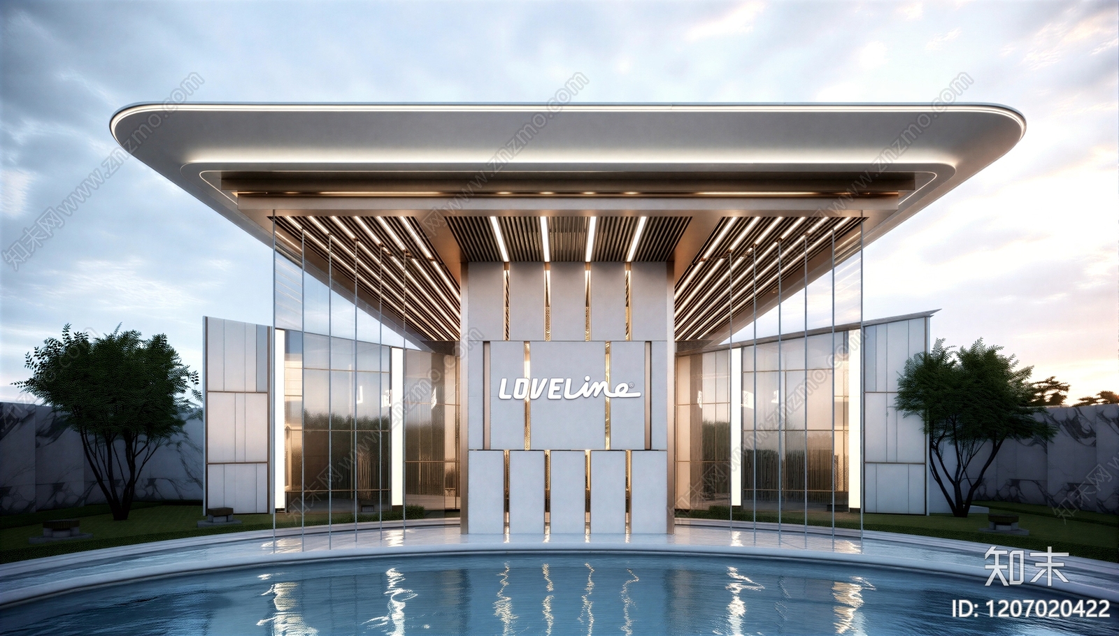 现代轻奢入口大门SU模型下载【ID:1207020422】